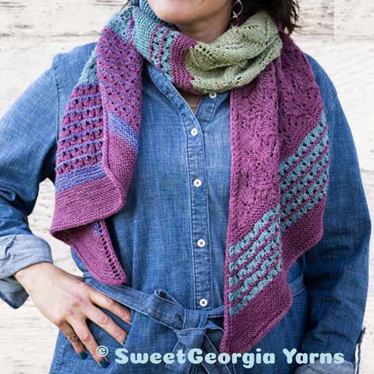 Sweet Georgia Yarns Hebe Sunset Scarf Kit