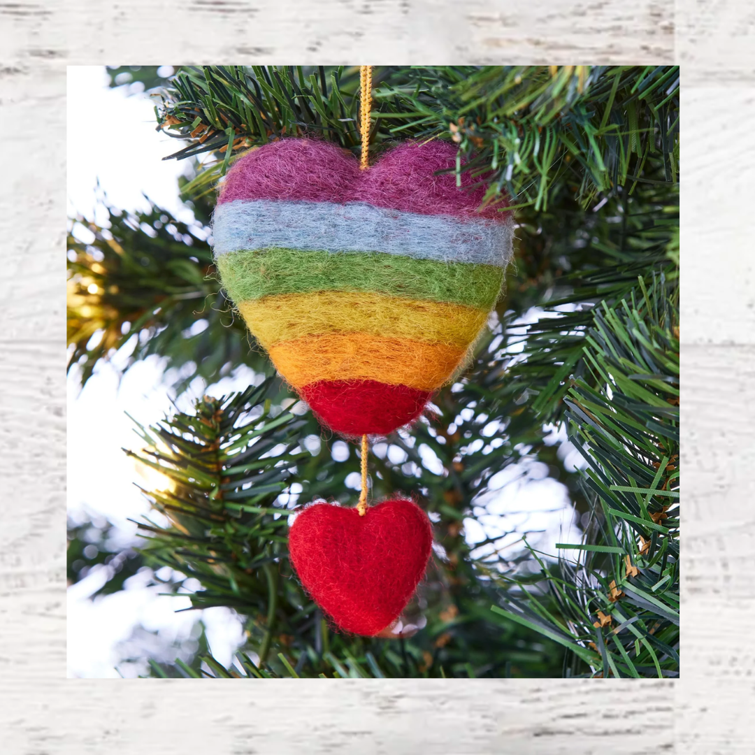 Felt Rainbow Heart Ornament