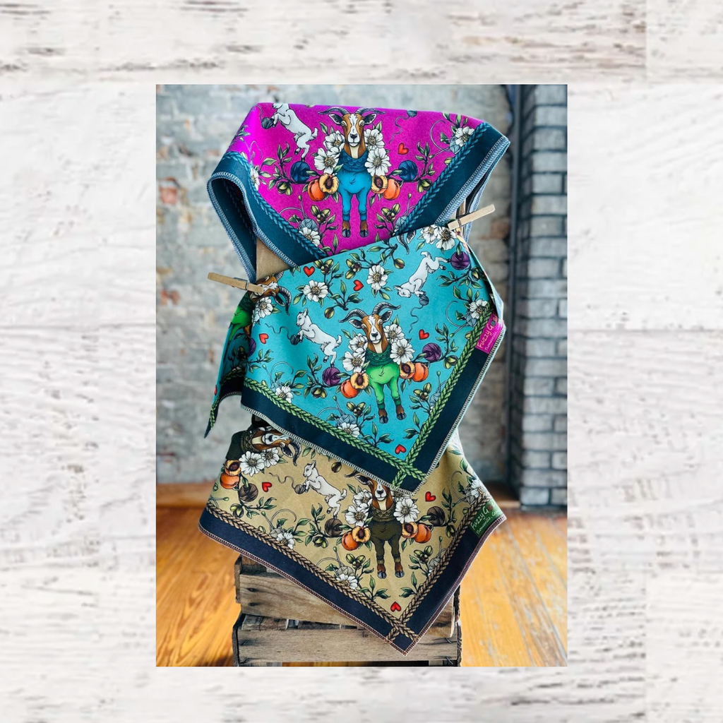 The Billie Bandana — Custom Fuzzy Goat Fabric, 22